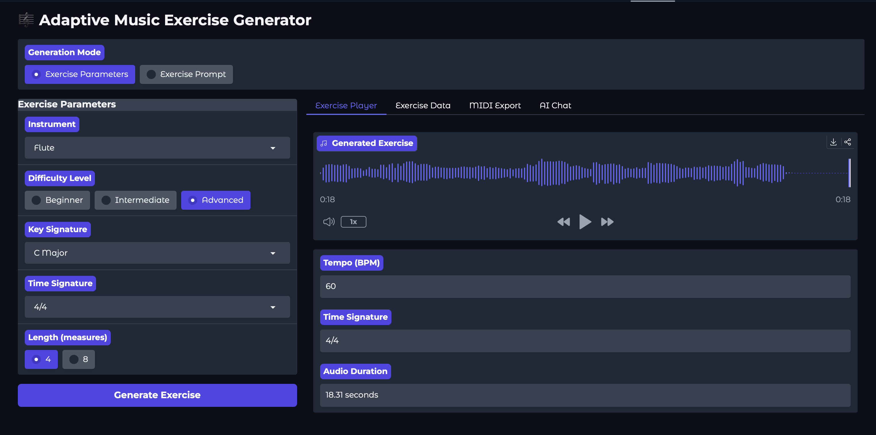 Harmony Hub: Adaptive Music Exercise Generator